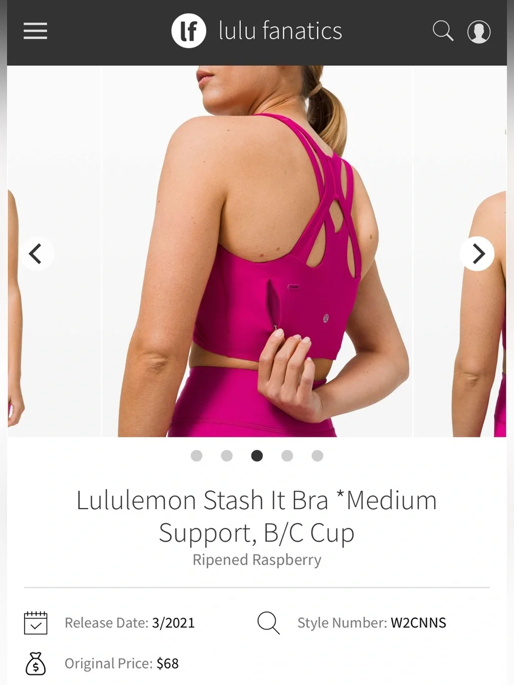 Lululemon Stash It Bra *Medium Support, B/C Cup
